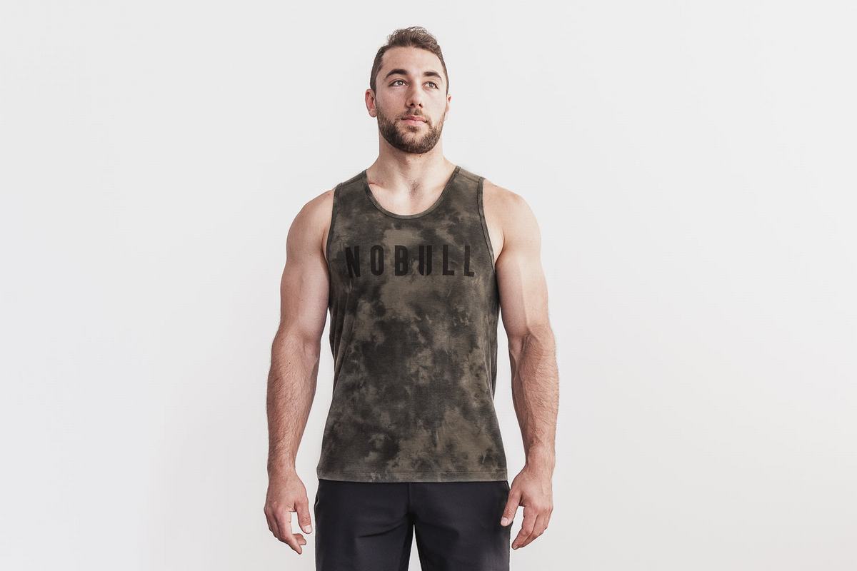 Nobull Tie-Dye Men\'s Tank Tops Green | Australia (MP4759)